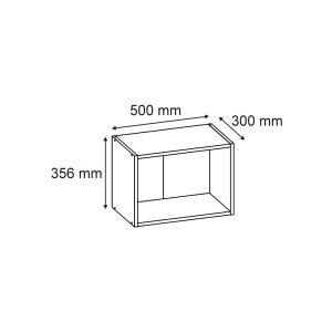 Rysunek techniczny szafki t.b.t. o wymiarach 500x300x356 mm.