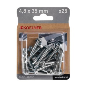 Wkręty do blachy KOELNER, 4,8 x 35 mm, 25 sztuk, ocynkowane.