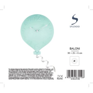 Splendid Zegar ścienny BALONI 30 x 25 x 6 cm miętowy