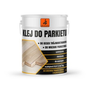 Wiadro kleju do parkietu do montażu podłóg drewnianych i parkietu mozaikowego.