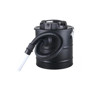 Czarny odkurzacz do popiołu do akcesoriów kominkowych.