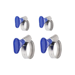 Zestaw 4 szt. opasek zaciskowych t.b.t. z niebieską rączką.