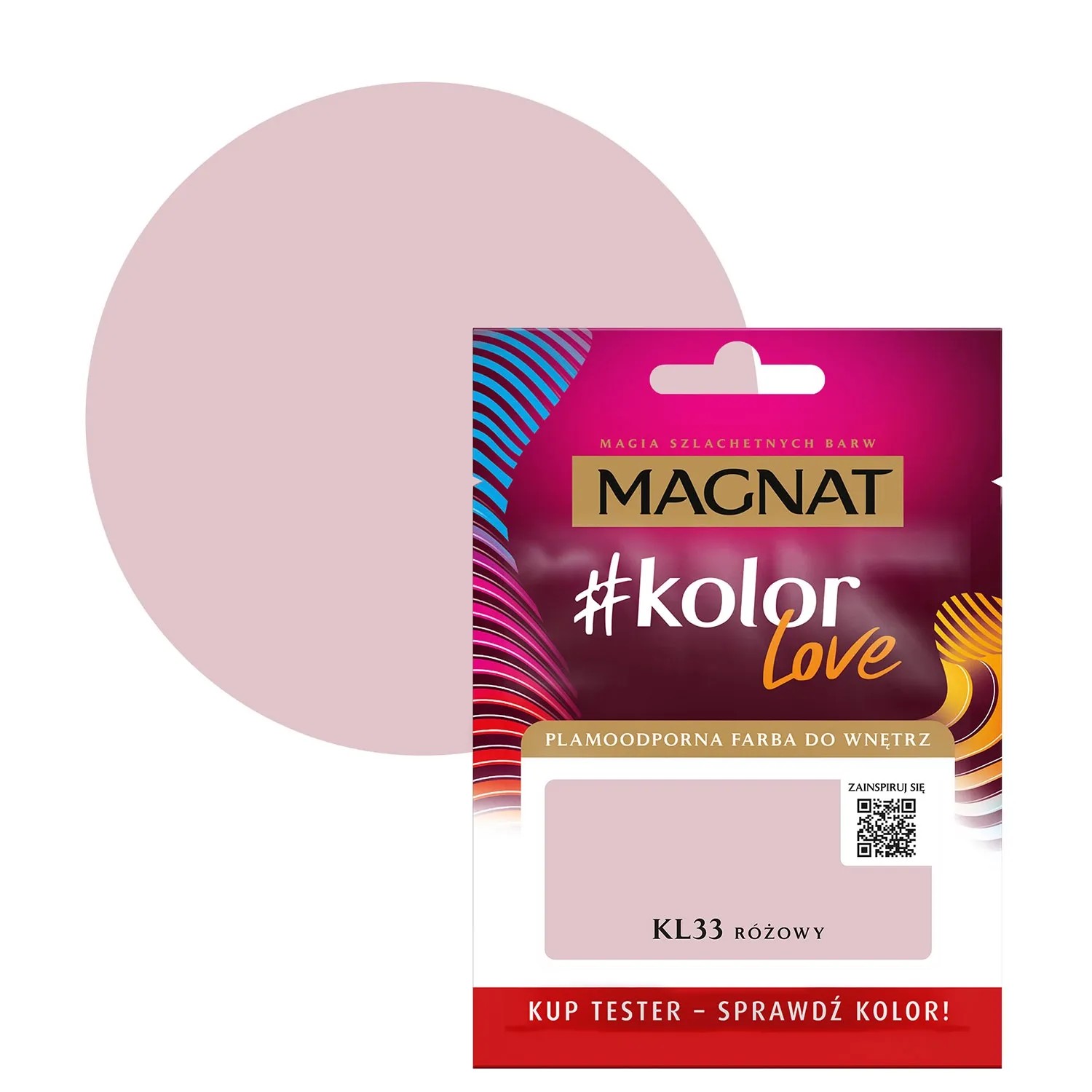 Próbka koloru i tester farby do ścian Magnat #kolor Love KL33 Różowy.
