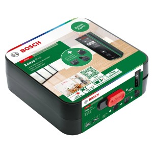 Zestaw dalmierza laserowego Bosch Zamo III z 3 adapterami w opakowaniu.