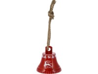 Dzwonek dekoracyjny czerwony mix wzorów - 17 x 17 cm