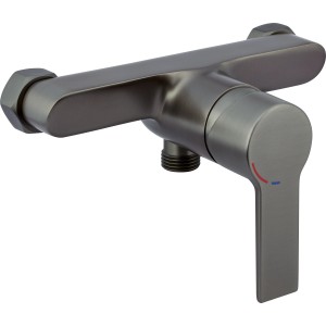 Bateria prysznicowa jednouchwytowa Bisenzio w kolorze Gunmetal do montażu naściennego.