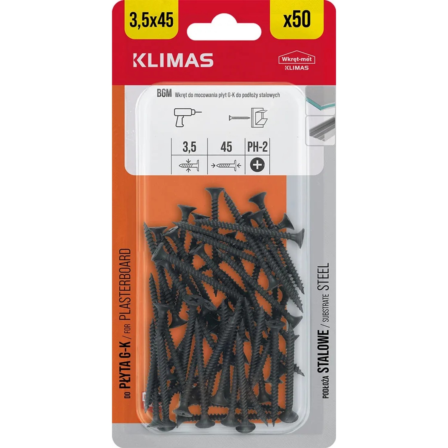 Wkręt-met Wkręt fosfatowany do metalu 3,5 mm x 45 mm