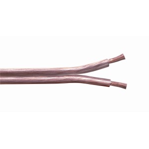 Przezroczysty kabel głośnikowy 2 x 1,5 mm² sprzedawany na metry do zastosowań audio.