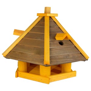 Drewniany karmnik dla ptaków w stylu pagody do ogrodu.
