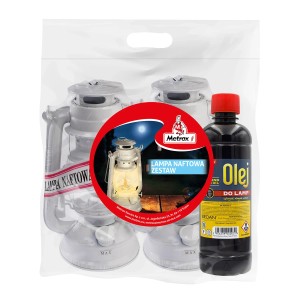 Zestaw Lampa naftowa biała 2 szt. z olejem 0,5 l