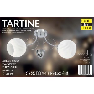Candellux Lampa sufitowa TARTINE chromowa 2xE27 40W klosz biały