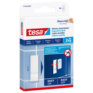 Tesa Powerstrips haczyki samoprzylepne, 9 sztuk, do płytek, metalu, udźwig do 2 kg.