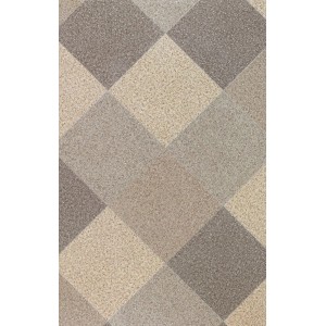 Wykładzina PCV we wzór rombów w odcieniach beżu i szarości.