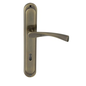 Klamka do drzwi w kolorze brązu do drzwi wewnętrznych. Klamka z długim szyldem.