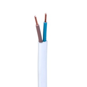 Biały kabel elektryczny z dwoma kolorowymi przewodami.