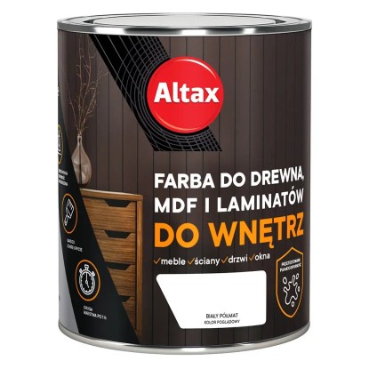 Farba do drewna ALTAX do wnętrz biały półmat 750 ml