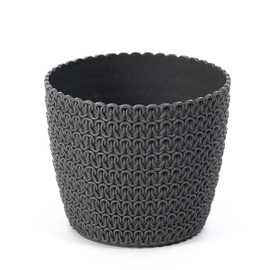 Szara osłonka t.b.t. z wzorem łańcucha do roślin domowych.