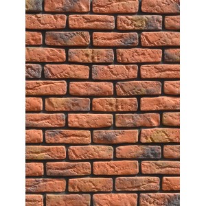 Dekoracyjna ściana z klinkieru w odcieniach czerwieni i brązu do wnętrz i na zewnątrz.