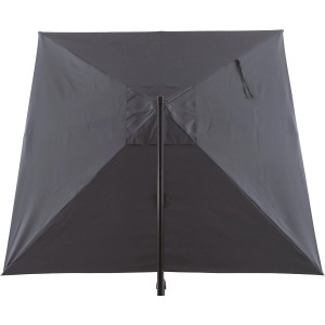 Szary parasol na wysięgniku t.b.t., kwadratowy, od dołu.