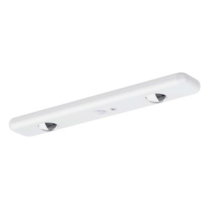 Biała lampa podszafkowa t.b.t. z dwoma reflektorami i czujnikiem ruchu.