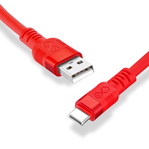 Czerwony kabel t.b.t. USB-A do USB-C do akcesoriów do telefonów komórkowych.
