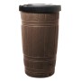 Brązowy zbiornik na deszczówkę Waterform Woodcan 265 l z efektem drewna i czarną pokrywą.