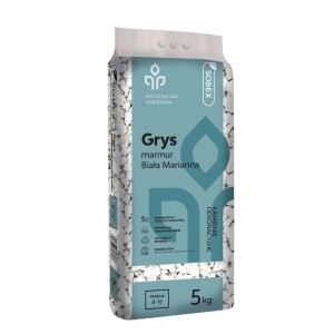 Worek grysu ozdobnego, marmur, biała Marianna, 5kg, frakcja 8-16 mm.