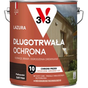 Lazura do drewna Palisander marki t.b.t. do długotrwałej ochrony elementów drewnianych na zewnątrz.