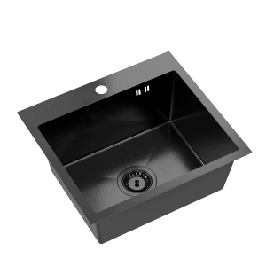 Czarny zlewozmywak ze stali nierdzewnej t.b.t.