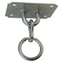 Metalowy hak sufitowy z pierścieniem do mocowania, odpowiedni do zawieszania.