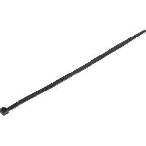 Czarna opaska kablowa o długości 150 mm do łączenia kabli i przewodów.