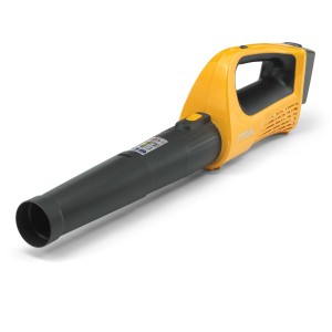 Akumulatorowa dmuchawa do liści Stiga BL 100e z akumulatorem i ładowarką, żółto-czarna.