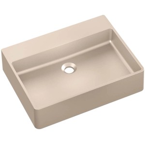 Beżowa umywalka nablatowa t.b.t. do łazienki.