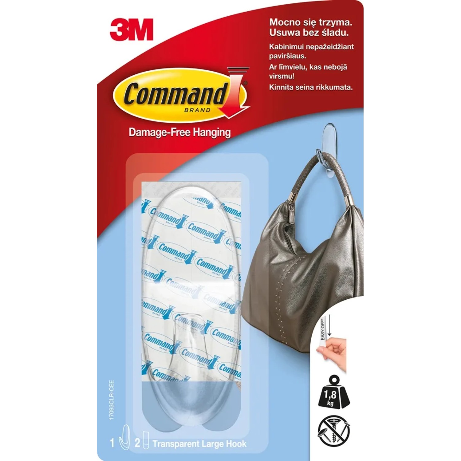 3M Command Przezroczysty haczyk wielokrotnego użytku do 1,8 kg  1 szt.