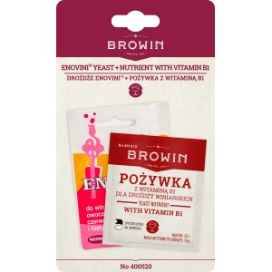 Browin Enovini drożdże i pożywka z witaminą B1 do winiarstwa.
