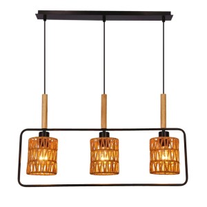 Candellux Lampa wisząca CROWN czarna 3xE27 40W abażur beżowy