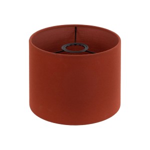 Czerwony abażur do lamp, cylindryczny kształt.