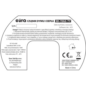 Instrukcje i ostrzeżenia dla czujnika dymu t.b.t.. Ważne informacje dotyczące instalacji i użytkowania.