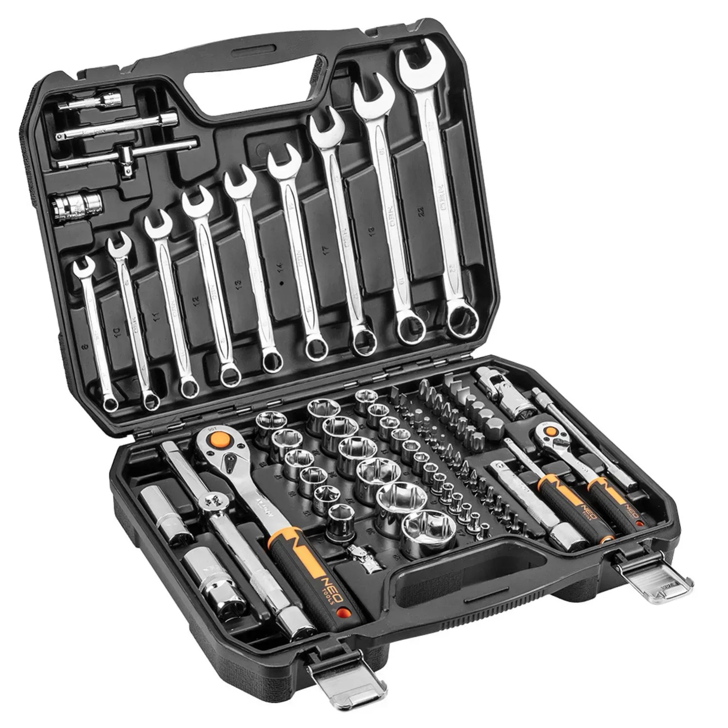 Neo Tools Zestaw kluczy nasadowych 1/2", 1/4" - 82 el.