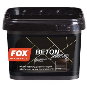 Czarna farba efektowa w wiadrze od Fox Dekorator. Efekt betonu do wnętrz.