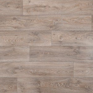 Jasna podłoga PCV imitująca drewno, zbliżenie.