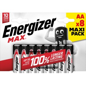 Baterie Energizer Max AA, 8 sztuk, baterie alkaliczne zapewniające niezawodne zasilanie.