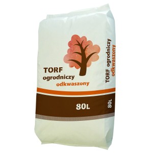 Worek torfu ogrodowego 80L, gotowy do użycia dla roślin i ogrodu.