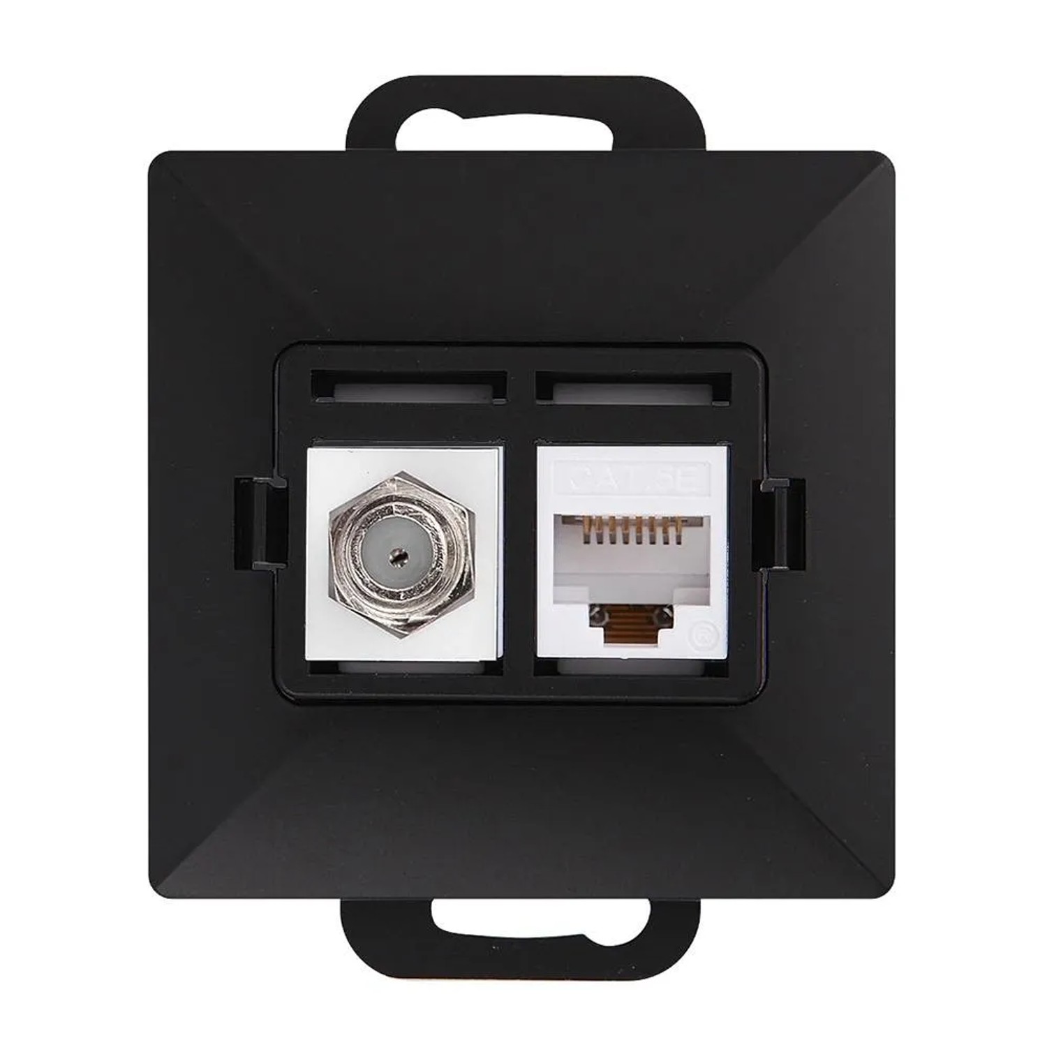 Gniazdo Perła typu F / RJ45 czarny mat