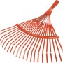 Czerwone metalowe grabie wachlarzowe do liści, szerokość 39 cm, malowane proszkowo do liści i odpadów ogrodowych.