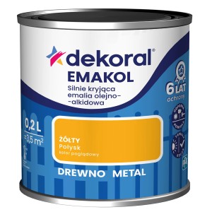 Dekoral Emakol emalia kolorowa, żółta, do drewna i metalu, puszka 0,2L.