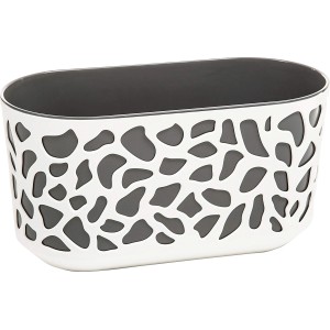 Dwukolorowa doniczka Duet, kremowa/antracytowa, z wzorem otworów, 40x20,5x19,5 cm, do wnętrz.