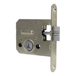 Metalowy zamek do drzwi t.b.t., widok szczegółowy.