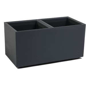 Antracytowa donica Orbis Karo z tworzywa sztucznego pochodzącego z recyklingu, 80x40x39,4 cm, z wzorem Karo.