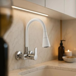 Granitan Bateria kuchenna ścienna Flexo biała